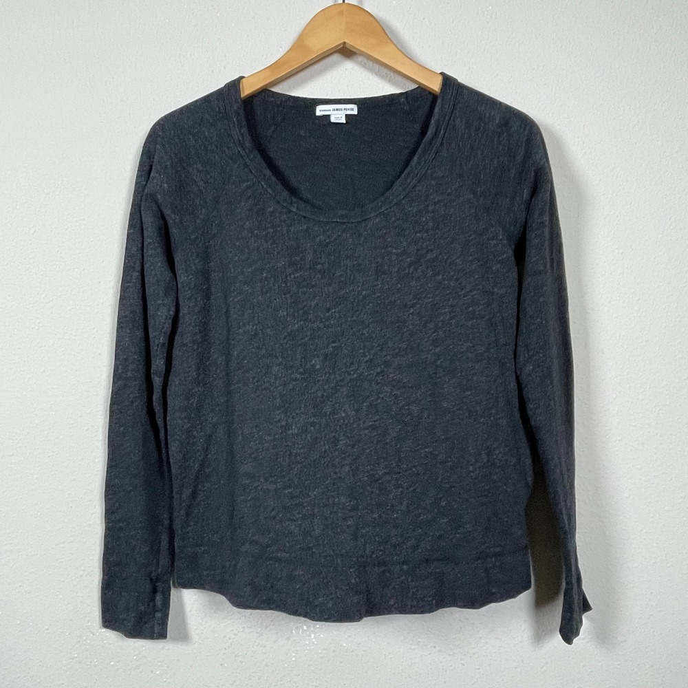 James Perse Standard Pullover Women 2 Medium Charcoal Gray Long Sleeve Top